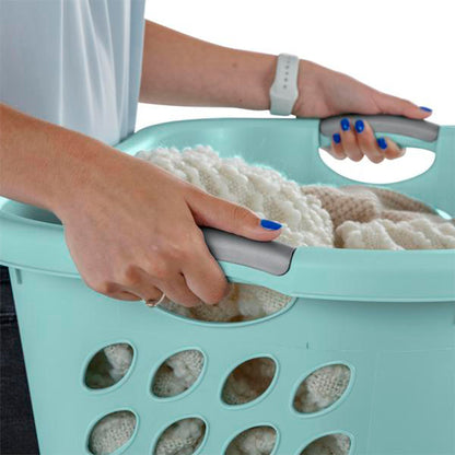 Sterilite 12 Pack Plastic Laundry Basket Ultra HipHold 1.25 Bu Contour Rim, Mint