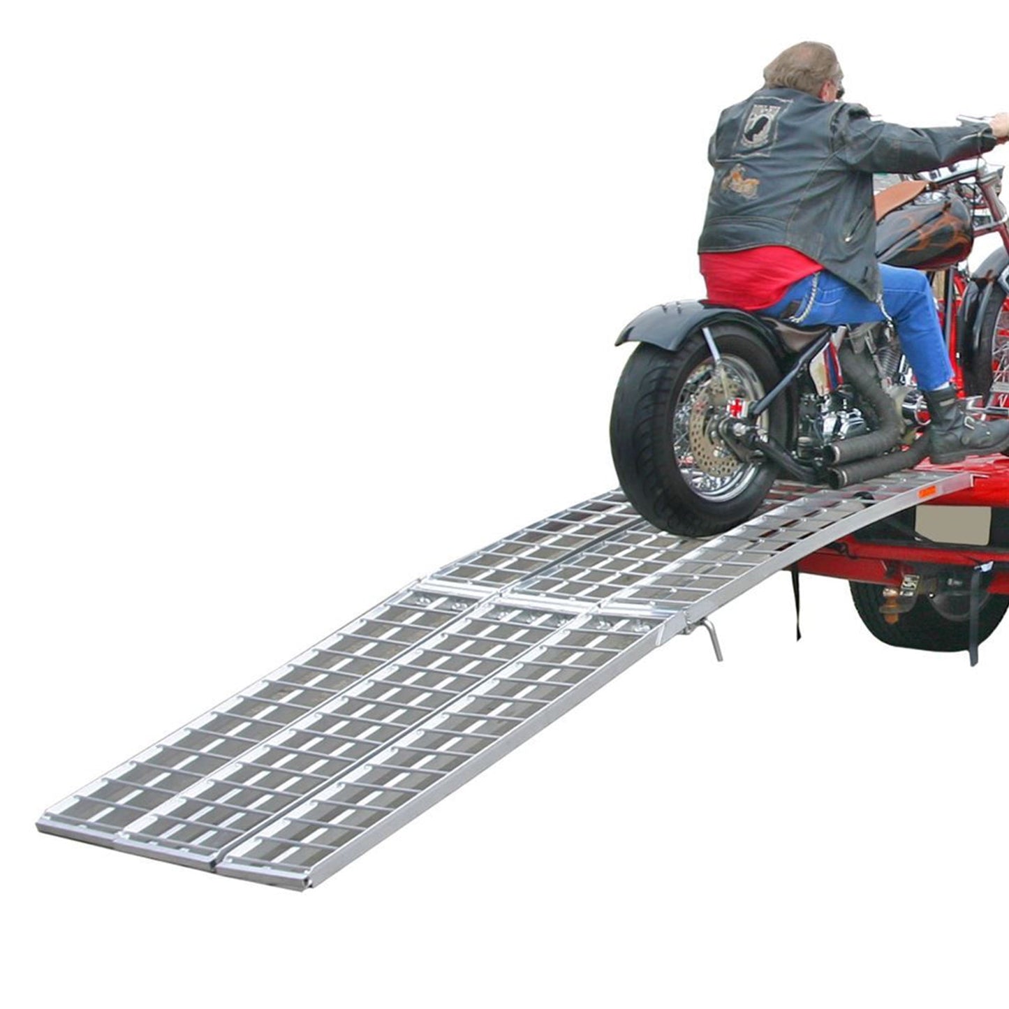 Black Widow 10’ Aluminum Folding Motorcycle Ramp, Arched 3 Piece Design, Silver - Find Fresh Goods
