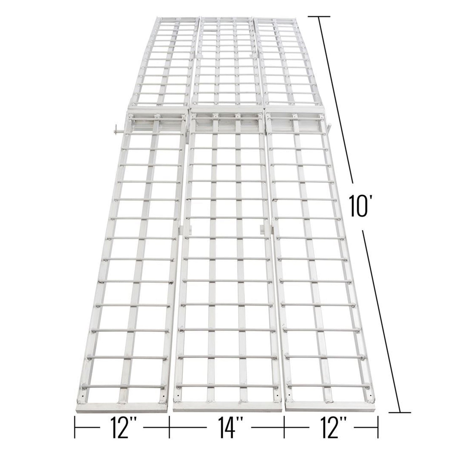 Black Widow 10’ Aluminum Folding Motorcycle Ramp, Arched 3 Piece Design, Silver - Find Fresh Goods