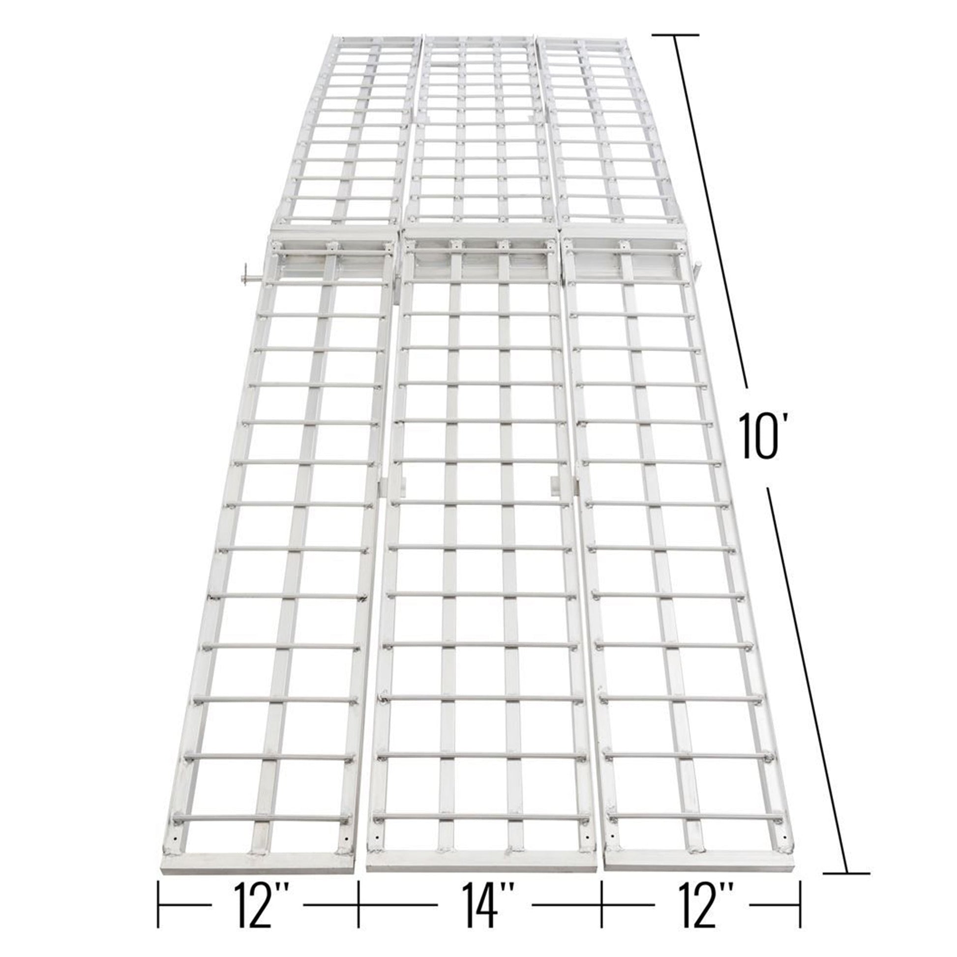 Black Widow 10’ Aluminum Folding Motorcycle Ramp, Arched 3 Piece Design, Silver - Find Fresh Goods