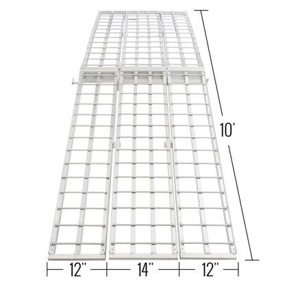 Black Widow 10’ Aluminum Folding Motorcycle Ramp, Arched 3 Piece Design, Silver - Find Fresh Goods