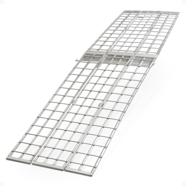 Black Widow 10’ Aluminum Folding Motorcycle Ramp, Arched 3 Piece Design, Silver