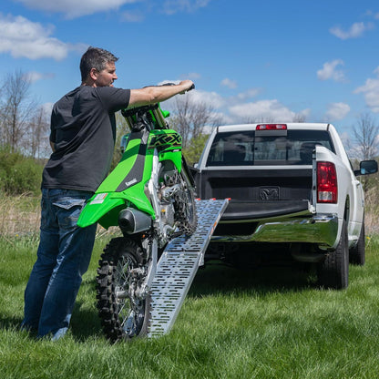 Black Widow Aluminum Folding Motorcycle Ramp Arched Plate, Single Runner, Silver - Find Fresh Goods