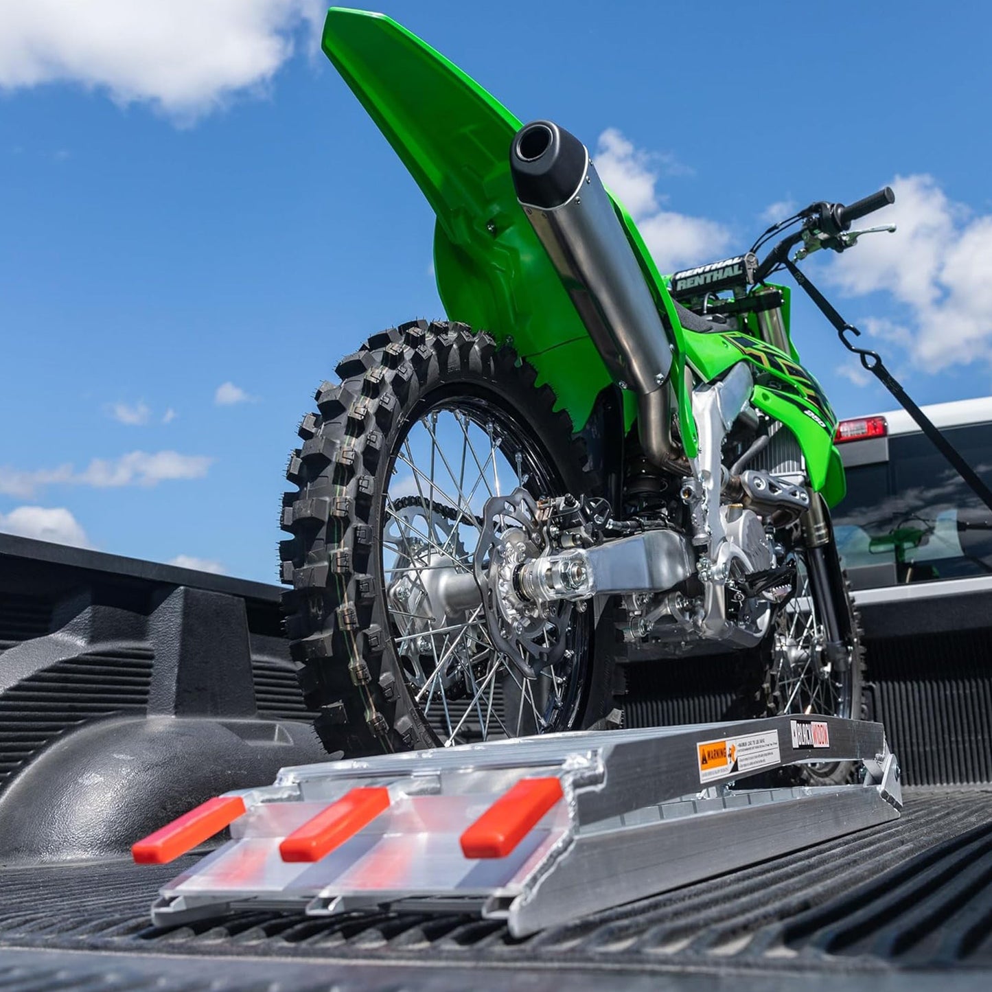 Black Widow Aluminum Folding Motorcycle Ramp Arched Plate, Single Runner, Silver - Find Fresh Goods