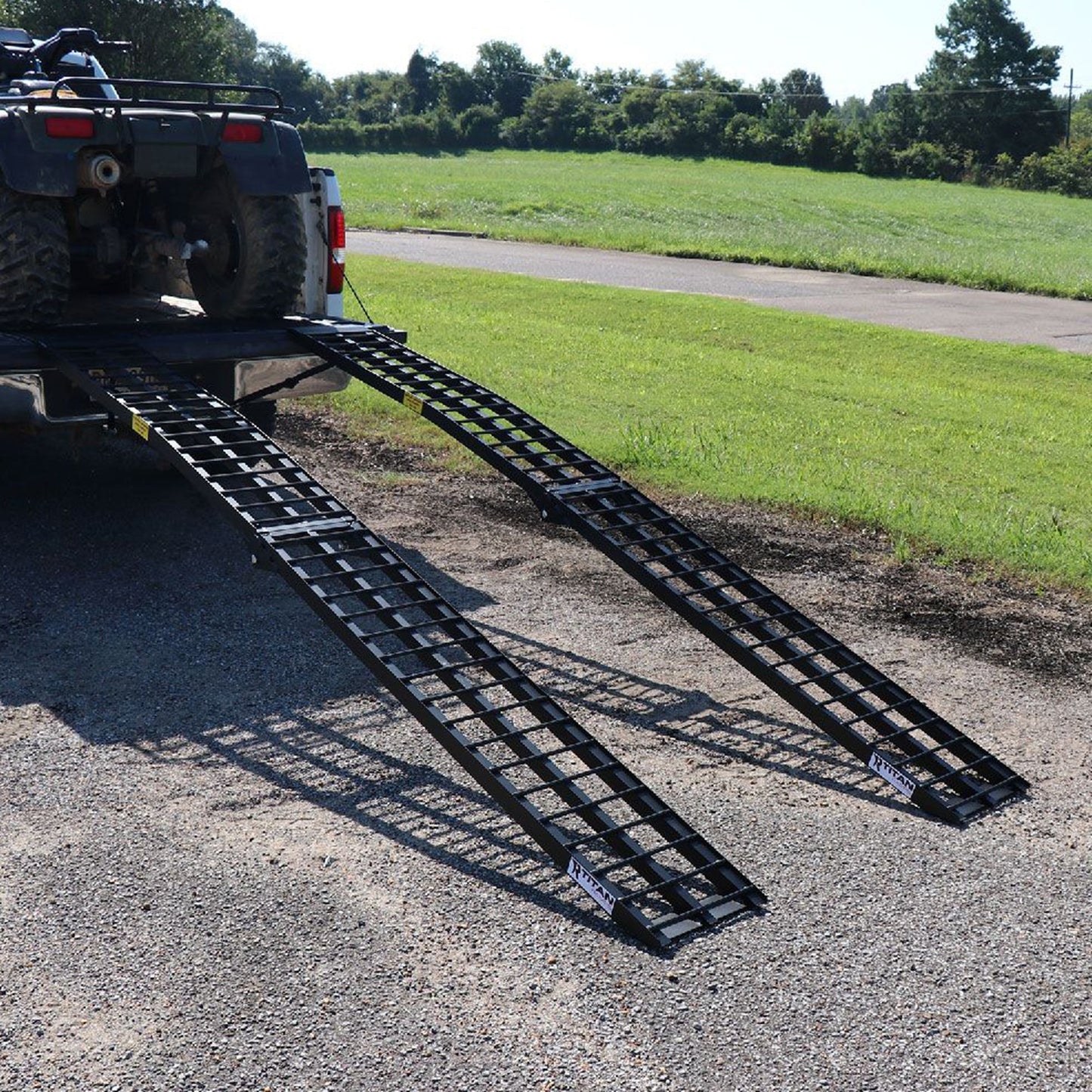 Titan Ramps 2 Pack 10’ Folding ATV Loading Ramps, Arched Aluminum Design, Black - Find Fresh Goods