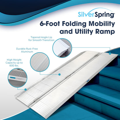 Silver Spring Mobility and Utility Ramp, 6 Foot Single Fold with 600 lb Capacity - Find Fresh Goods