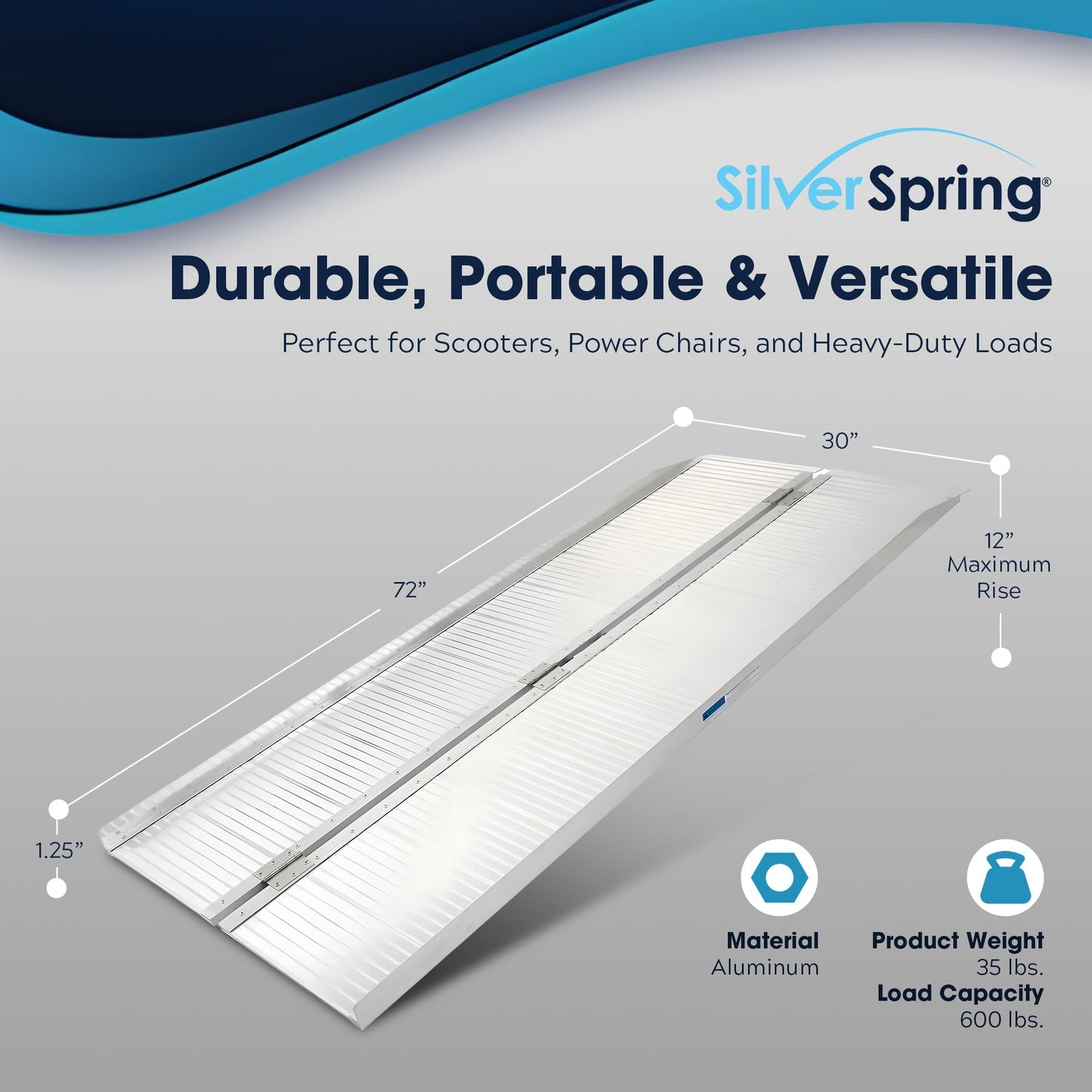 Silver Spring Mobility and Utility Ramp, 6 Foot Single Fold with 600 lb Capacity - Find Fresh Goods