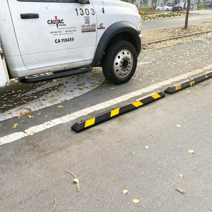 Guardian Parking Stop, 6 Foot Long Rubber Curb with Mounting Holes, Black/Yellow