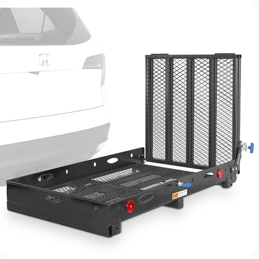 Silver Spring 48" x 28" Folding Steel Wheelchair Carrier with Ramp & Hitch Mount - Find Fresh Goods