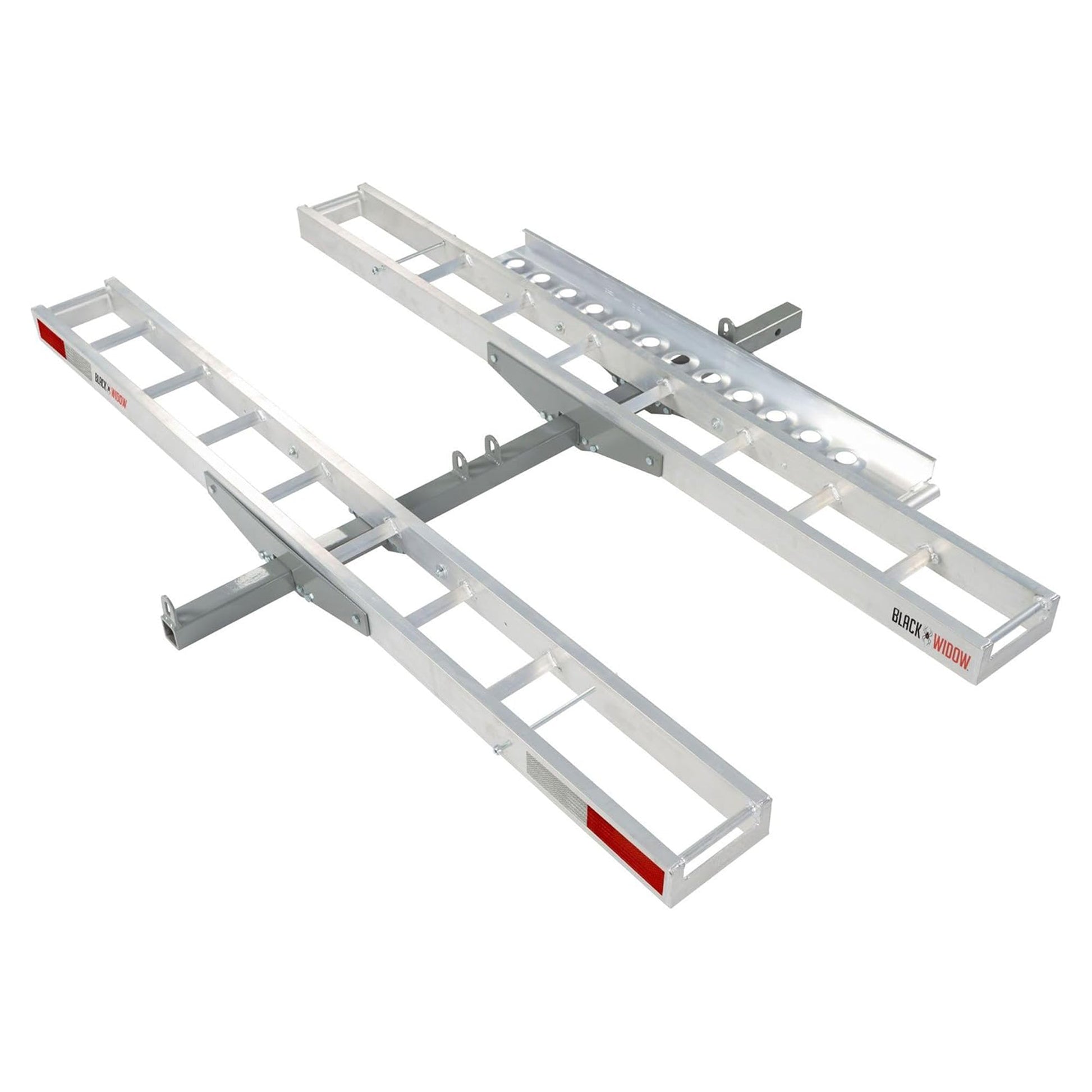 Black Widow Double Motorcycle Carrier with Ramp for 2" Hitch, 600 Pound Capacity - Find Fresh Goods