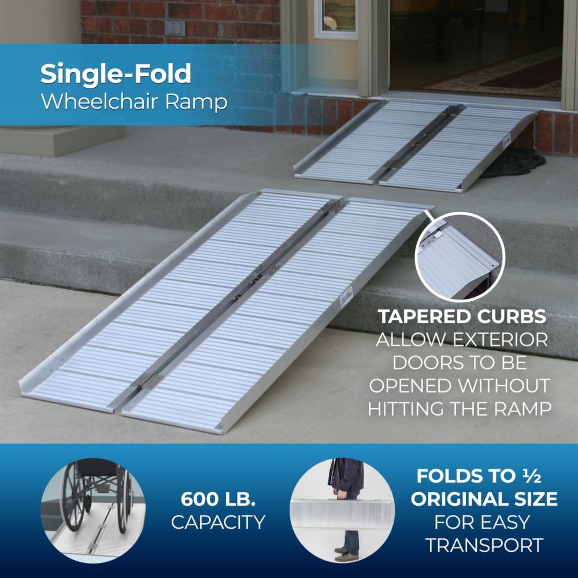 Silver Spring Mobility and Utility Ramp, 2 Foot Single Fold with 600 lb Capacity - Find Fresh Goods