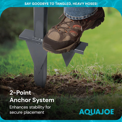 Sun Joe Steel Garden Hose Stand, Brass Faucet, Quick Install Base, SJ-SHSBB-GRY