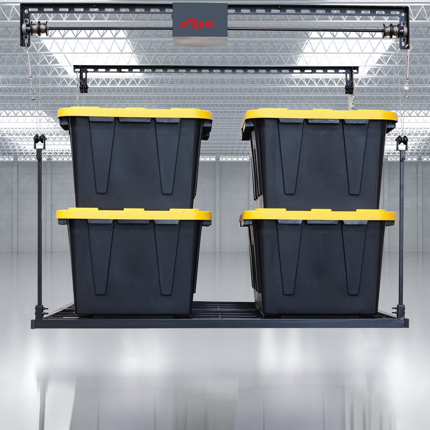 Origami Motorized Garage Ceiling Storage Rack, 52" x 25" Overhead Lift System