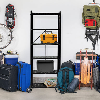 Origami RB Foldable 6 Tier Rack, Wheels, Tall/Slim, Black, Certified Refurbished