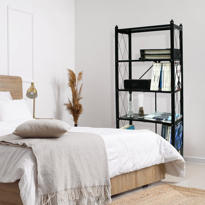 Origami RB Foldable 6 Tier Rack, Wheels, Tall/Slim, Black, Certified Refurbished