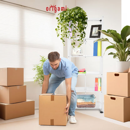 Origami RB Foldable 6 Tier Rack, Wheels, Tall/Slim, White, Certified Refurbished