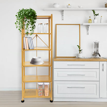 Origami RB Foldable 6 Tier Rack, Wheels, Tall/Slim, Gold, Certified Refurbished