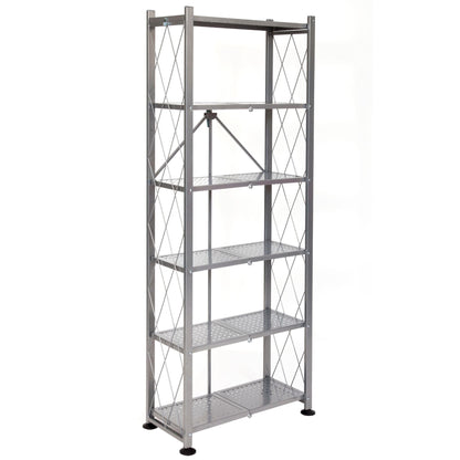 Origami RB Foldable 6 Tier Rack, Wheels Tall/Slim, Silver, Certified Refurbished