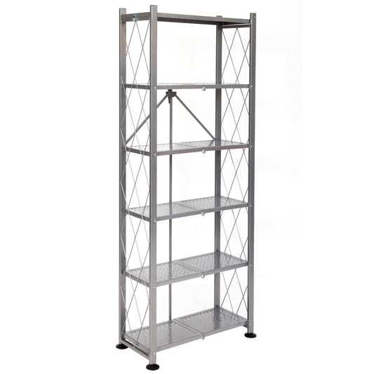 Origami RB Foldable 6 Tier Rack, Wheels Tall/Slim, Silver, Certified Refurbished