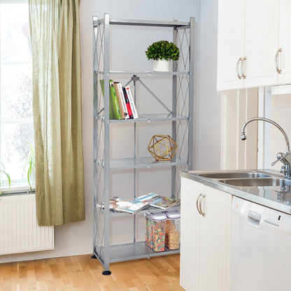 Origami RB Foldable 6 Tier Rack, Wheels Tall/Slim, Silver, Certified Refurbished