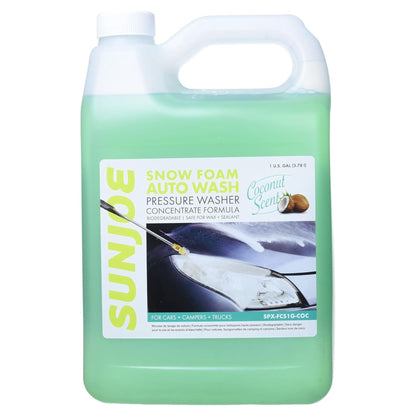 Sun Joe Premium Snow Foam Coconut Scent Car Washing Soap & Cleaner, 1 Gallon