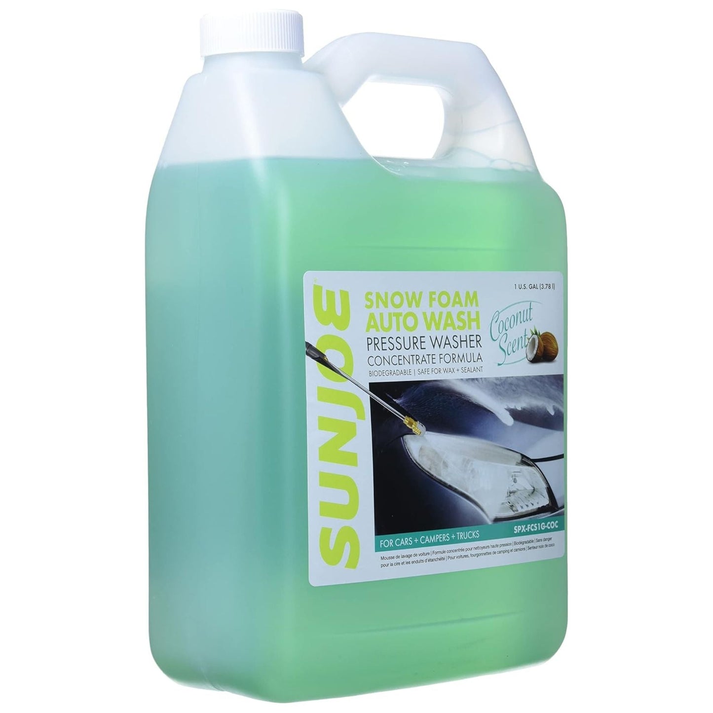 Sun Joe Premium Snow Foam Coconut Scent Car Washing Soap & Cleaner, 1 Gallon