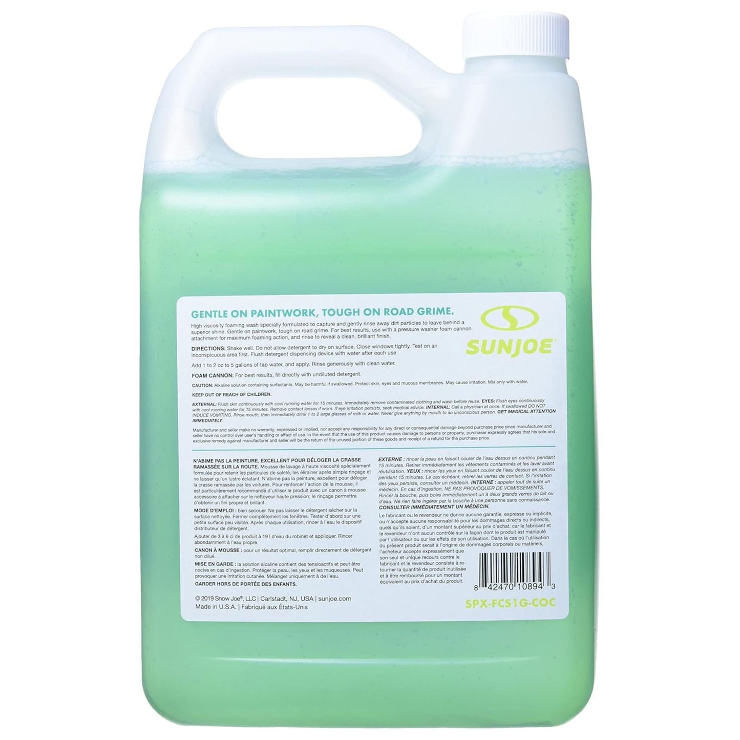 Sun Joe Premium Snow Foam Coconut Scent Car Washing Soap & Cleaner, 1 Gallon