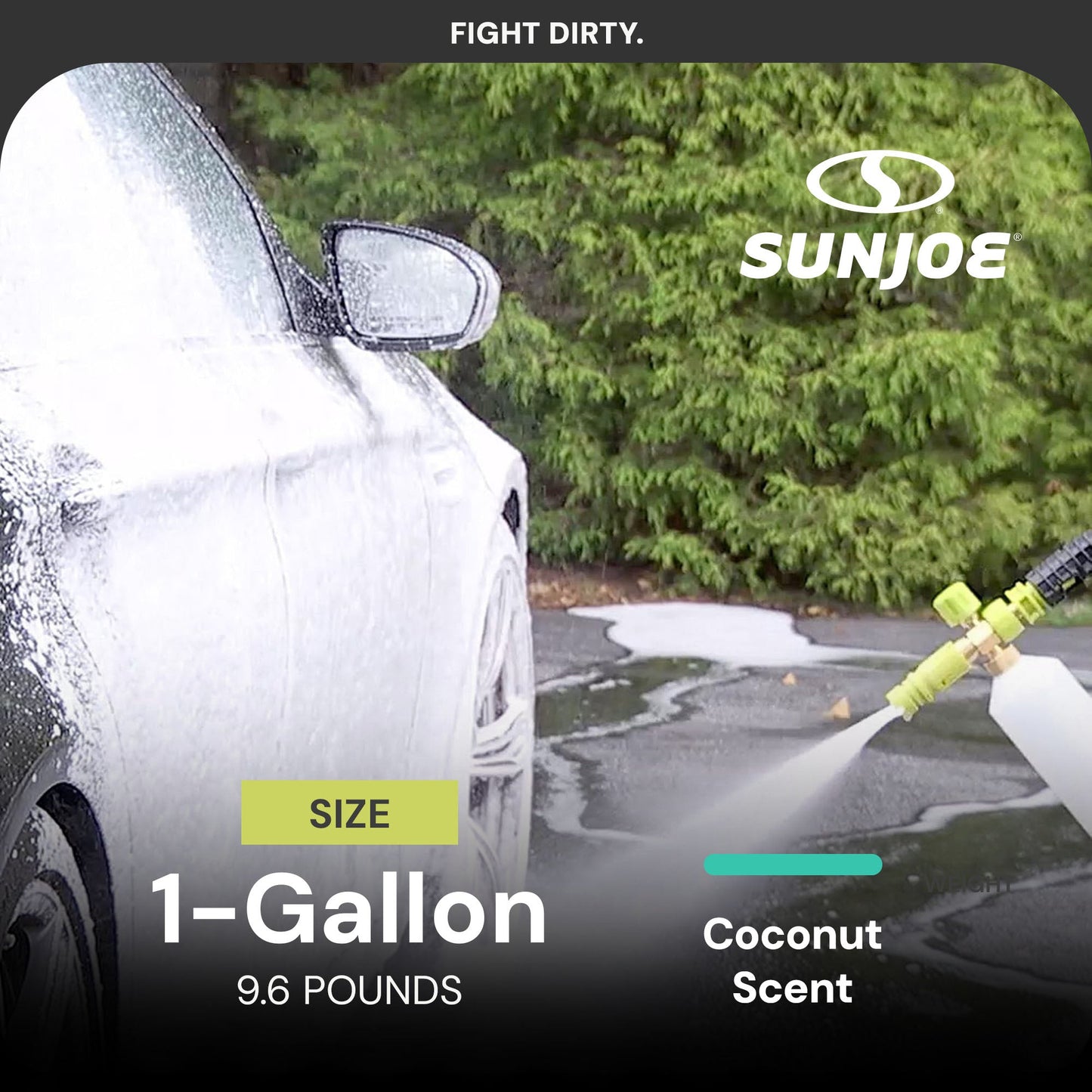 Sun Joe Premium Snow Foam Coconut Scent Car Washing Soap & Cleaner, 1 Gallon