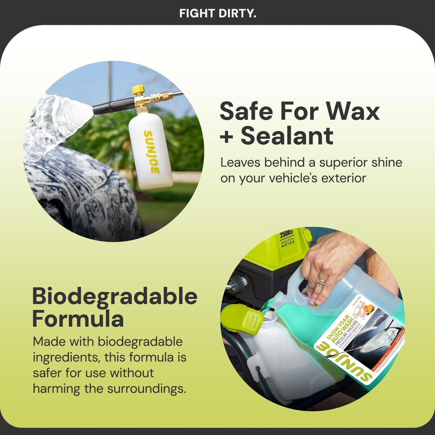 Sun Joe Premium Snow Foam Coconut Scent Car Washing Soap & Cleaner, 1 Gallon