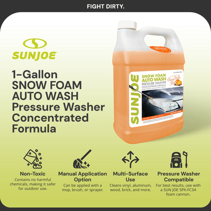 Sun Joe Premium Snow Foam Car Soap Cleaner, 1 Gal, Orange-Vanilla, SPX-FCS1G-CRM