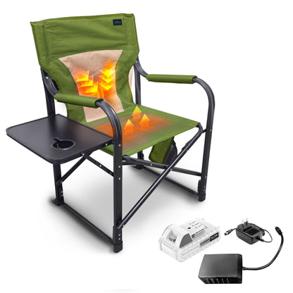 Bliss Hammocks 24V Heated Seat, Folding Chair w/Battery & 3 Heat Settings, Green