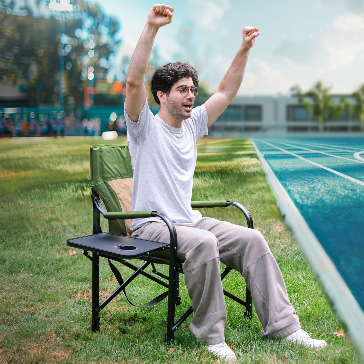 Bliss Hammocks 24V Heated Seat, Folding Chair w/Battery & 3 Heat Settings, Green