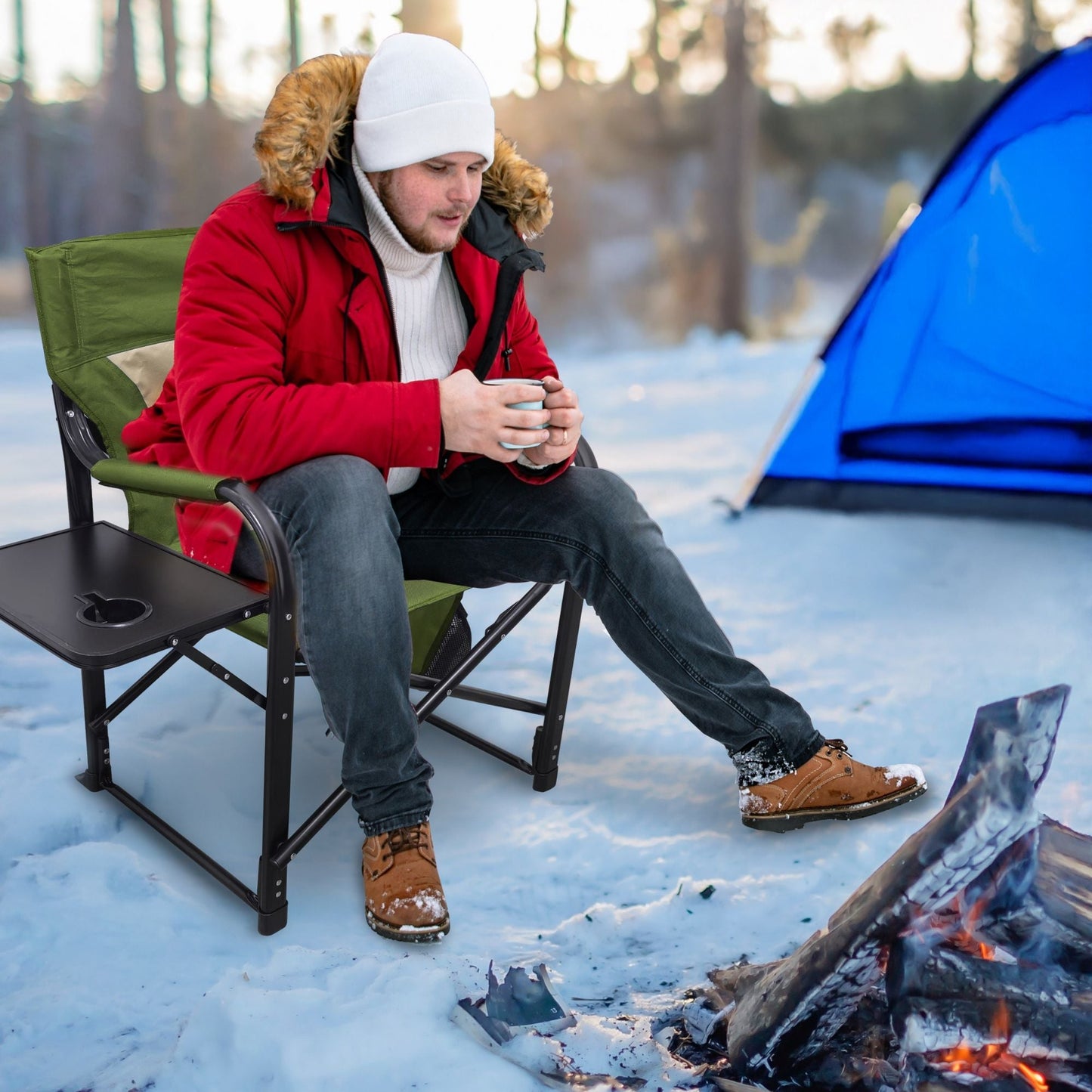 Bliss Hammocks 24V Heated Seat, Folding Chair w/Battery & 3 Heat Settings, Green