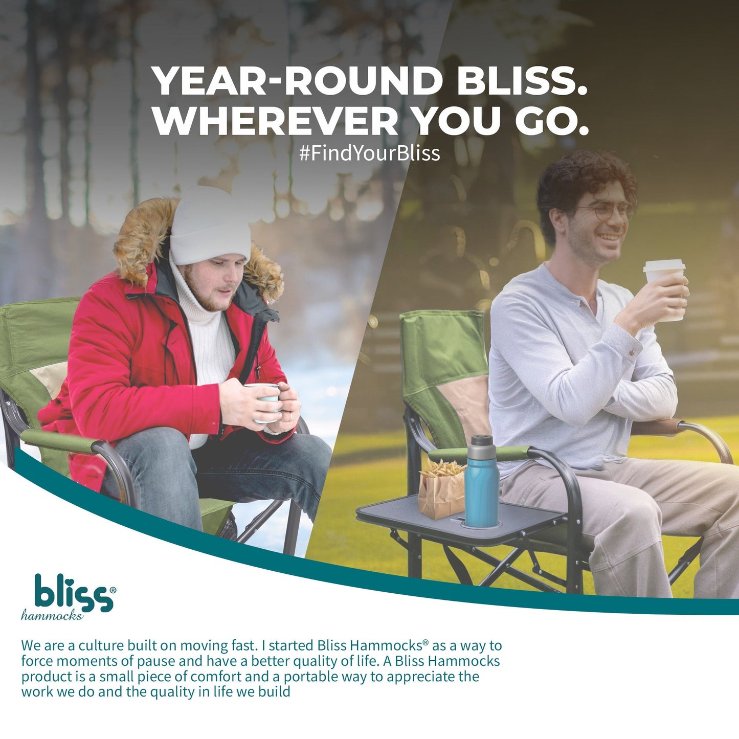 Bliss Hammocks 24V Heated Seat, Folding Chair w/Battery & 3 Heat Settings, Green