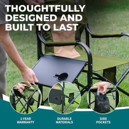 Bliss Hammocks 24V Heated Seat, Folding Chair w/Battery & 3 Heat Settings, Green