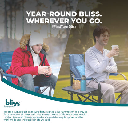 Bliss Hammocks 24V Heated Seat, Folding Chair w/Battery & 3 Heat Settings, Blue