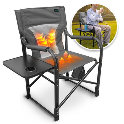 Bliss Hammocks 24V Heated Seat, Folding Chair w/Battery & 3 Heat Settings, Gray
