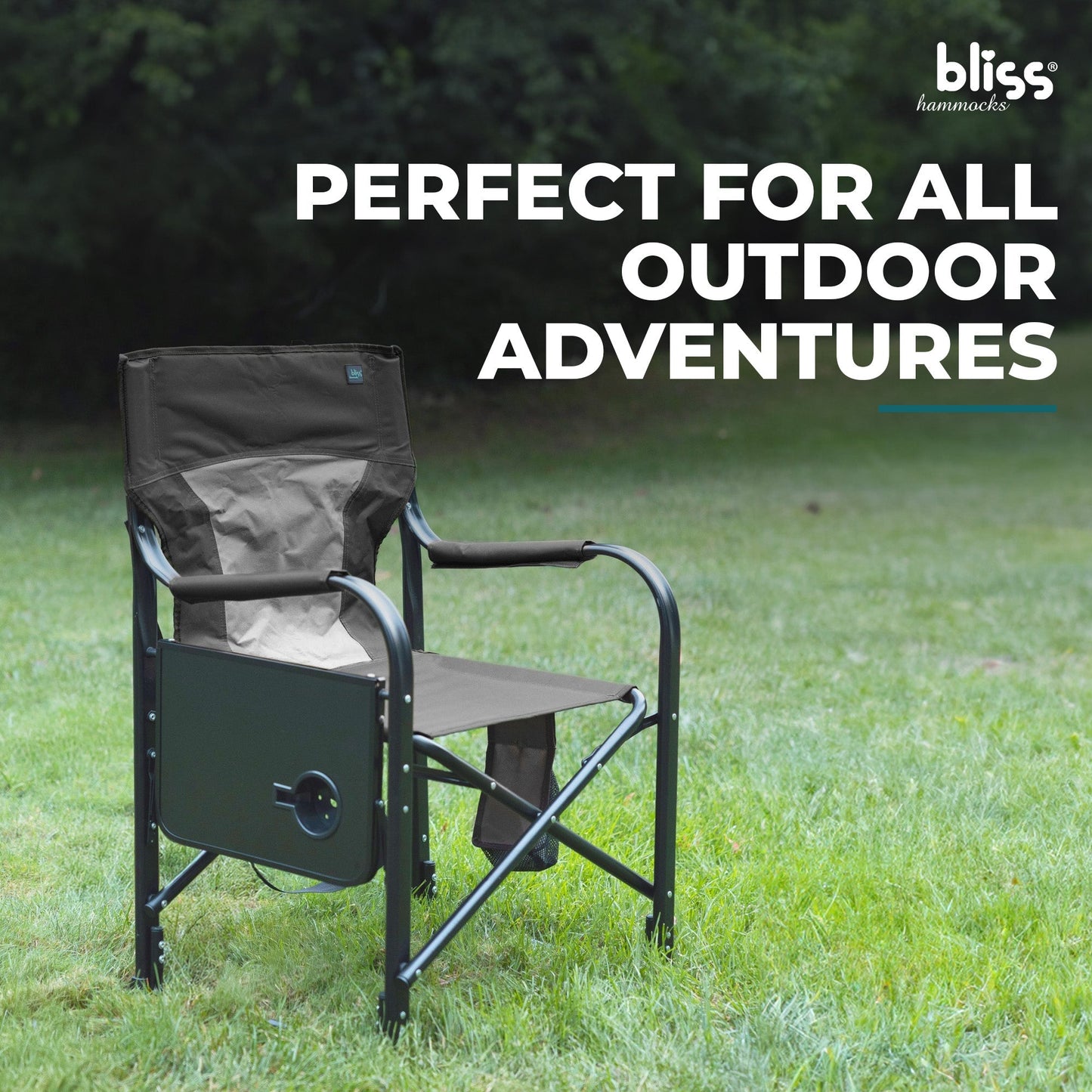 Bliss Hammocks 24V Heated Seat, Folding Chair w/Battery & 3 Heat Settings, Gray