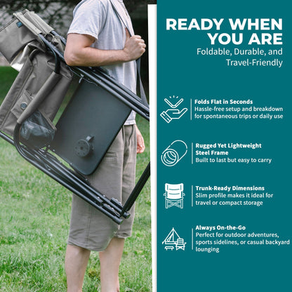 Bliss Hammocks 24V Heated Seat, Folding Chair w/Battery & 3 Heat Settings, Gray