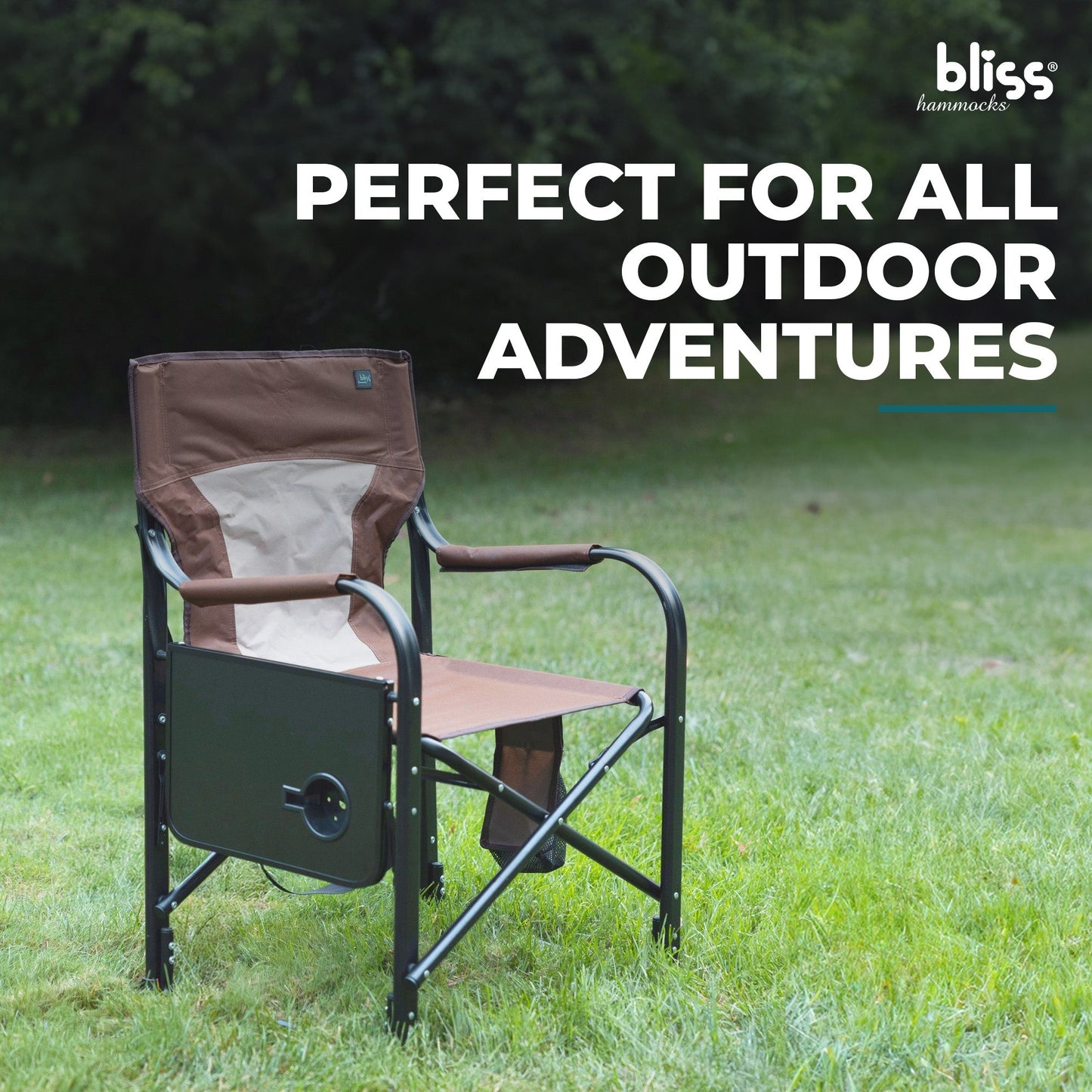 Bliss Hammocks 24V Heated Seat, Folding Chair w/Battery & 3 Heat Settings, Brown