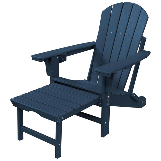 Trapper’s Peak Adjustable Folding Adirondack Chair, Footrest and Backrest, Blue