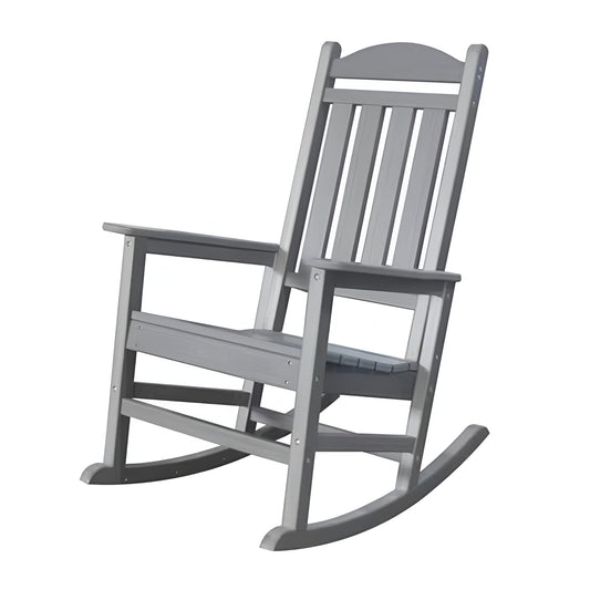 Trapper’s Peak Outdoor Rocking Chair Poly Lumber Grain, Steel Frame, Light Gray