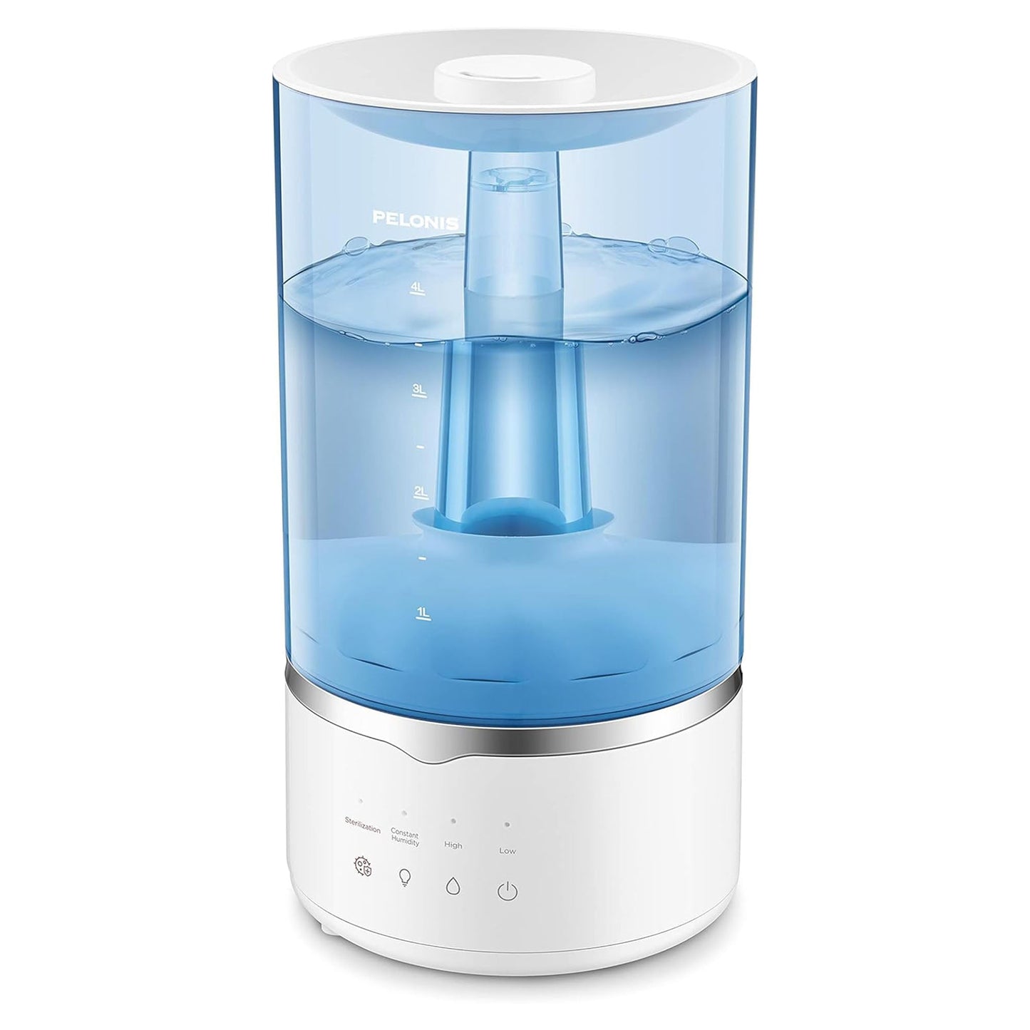 Pelonis 4L Quiet Ultrasonic Warm Cool Mist Bedroom Humidifier Diffuser, White