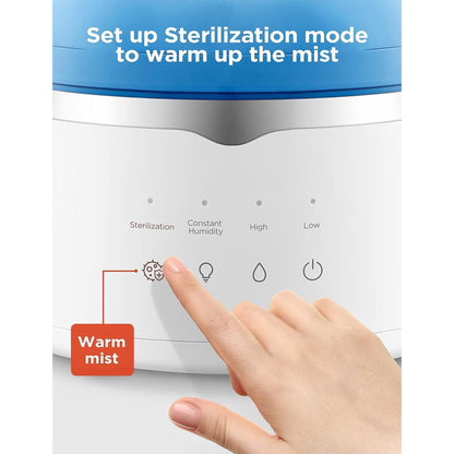 Pelonis 4L Quiet Ultrasonic Warm Cool Mist Bedroom Humidifier Diffuser, White