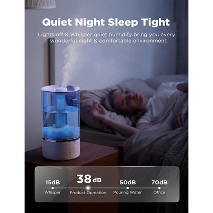 Pelonis 4L Quiet Ultrasonic Warm Cool Mist Bedroom Humidifier Diffuser, White