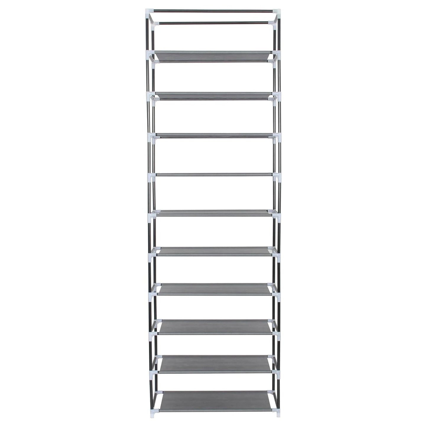 Neat Living Vertical 10 Tier Shoe Organizer Rack, Storage Shelves & Cover, Gray