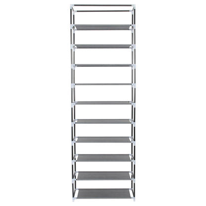 Neat Living Vertical 10 Tier Shoe Organizer Rack, Storage Shelves & Cover, Gray