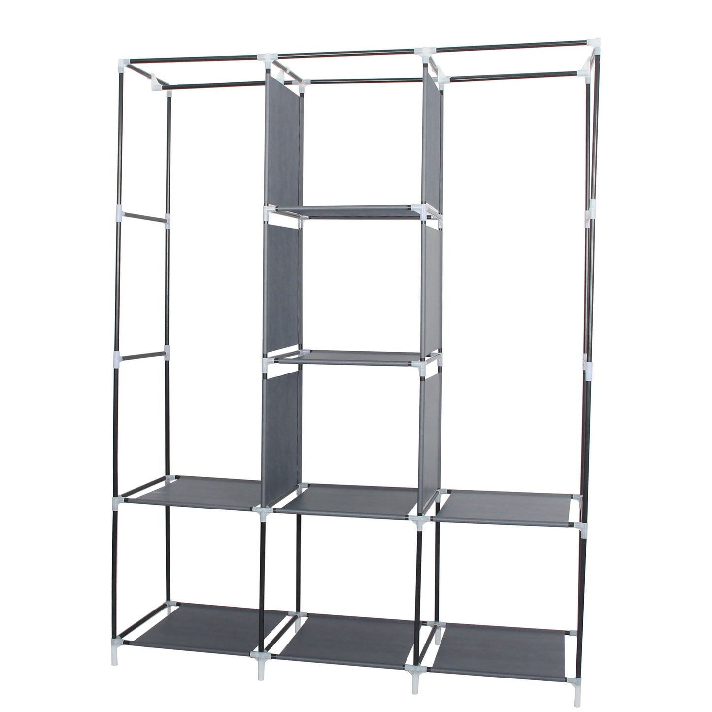 Neat Living Portable Wardrobe Closet Organizer, Cover, Shelves for Clothes, Gray
