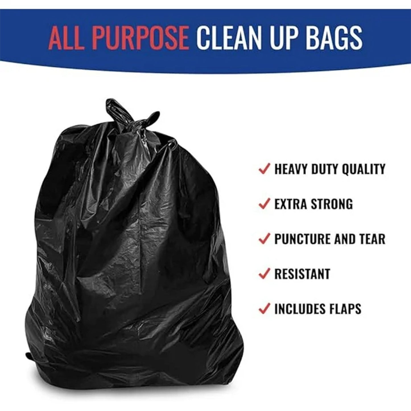 Generic 50 Count Contractor Trash Bags, Heavy-Duty Thick Garbage Sack, 42 Gallon