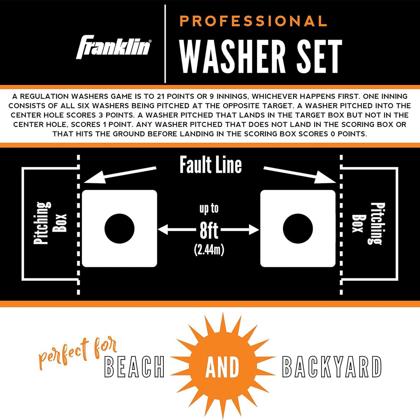 Franklin Sports Washer Toss, Portable Outdoor, Yard, Beach, or Tailgate Game Set